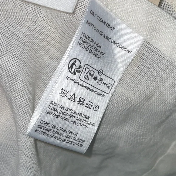 Anthropologie Embroidered Manette Cotton Linen Sheer Café Curtains, Set of 2 - Picture 4 of 8